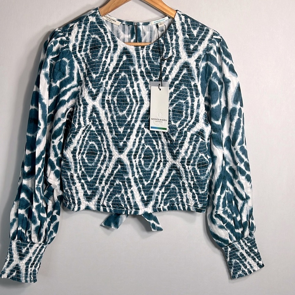 Scotch & Soda 100% Organic Cotton Bow Back Smocked top size 10
